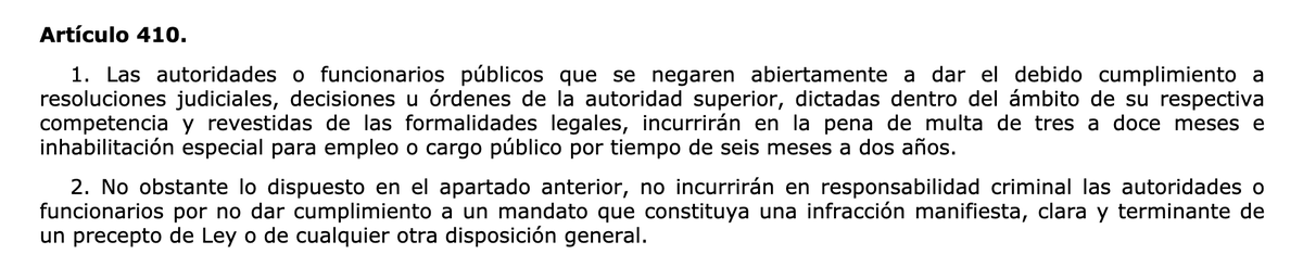 5/ De modo que si Pérez de los Cobos hubiera informado a sus superiores sobre aquel informe, como pretendía Grande Marlaska según la noticia, habría cometido un delito de desobediencia.