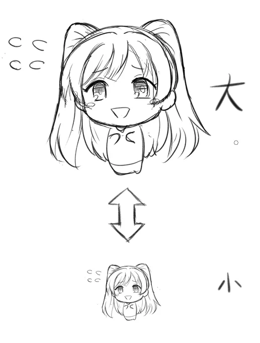 @suzune1011 霧子の特徴をよく捉えてると思うよ。
絵の上達には描く力だけじゃなくて観る力も必要になるからしっかり観察して描くのは良いことです。
画面の拡大・縮小を使って全体と細部のバランスを見比べる癖をつけておくと役に立つと思うよ～ 