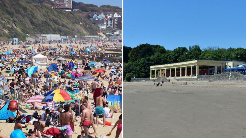 BBCWalesNews's tweet photo. Empty beaches in Wales as English beaches packed in bank holiday lockdown 
https://t.co/veBU222iqX https://t.co/wT4nmU31gs