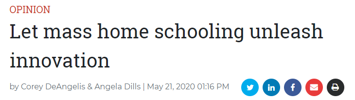 This is the title and byline. (Apparently, my alert was a tad delayed.) This is how the phrase was used. (Let's skip the links to the research homeschooling for now.)