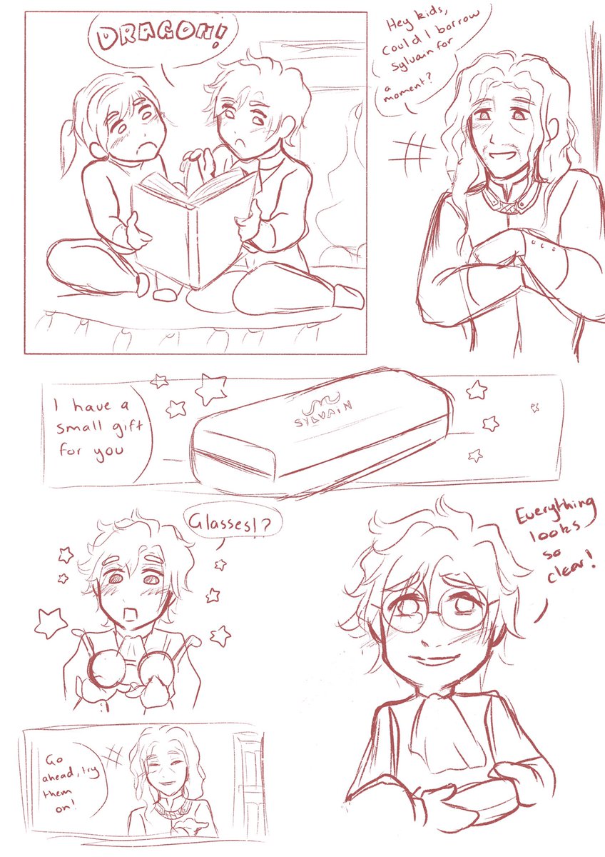 I found this draft continuation of perception au. Rodrigue gifting Sylvain his first pair of glasses ?
.
.
.
#sylvix #sylvainjosegautier #felixhugofraldarius #rodriguefraldarius #fe3h #webcomic #perceptionau