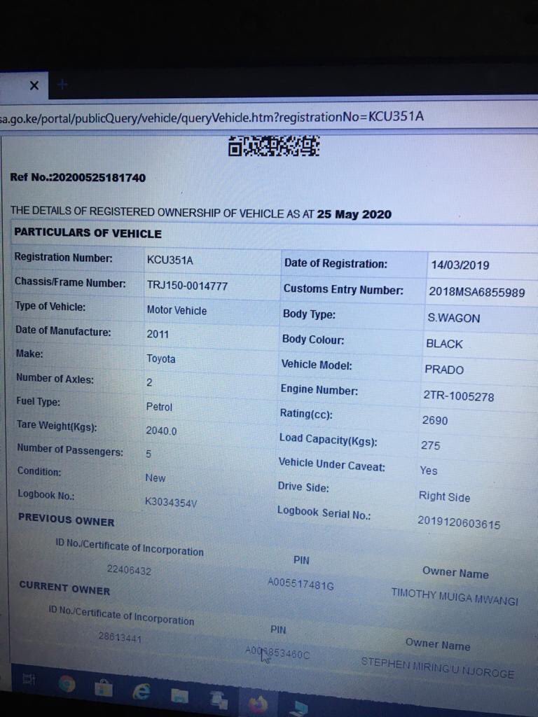 McShynne_Ke's tweet photo. Someone was after President's life it backfired. today he bribed Alai &amp; NTSA officials to update that the truck used to donate food to kikuyu residents belonged to Maina Kamanda. it wont work as the said number late belongs to someone else as per KRA records. https://t.co/U40Mqdcndl