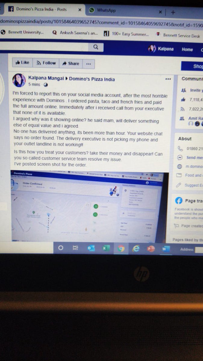 LKalps's tweet photo. @dominos_india , This is the worst experience i've ever had ordering food online! you people took my money and disappeared. No food delivered and no one bothered to pick my call or call me! i've posted my entire story on facebook too.. https://t.co/NU9KtFXQuY