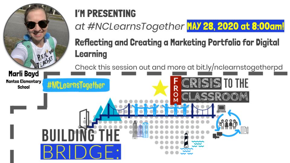 librarianmarli's tweet photo. Asking "where do I go from here?" ...join me on Thursday at 8am for a guided reflection to start building your marketing portfolio for digital learning! Thanks #NCLearnsTogether for making this happen. #ManteoLibrary @DareLibrarians https://t.co/ukwlczBlqy
