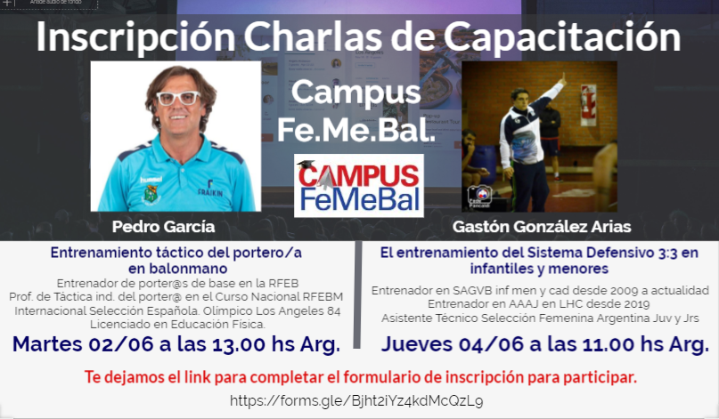 Te contamos que habría más novedades. Nuevas Charlas con Entrenadores/as. En este caso Pedro García y Gastón González. <a href="/femebal/">Fe.Me.Bal.</a> Para inscribirte en forms.gle/Bjht2iYz4kdMcQ…