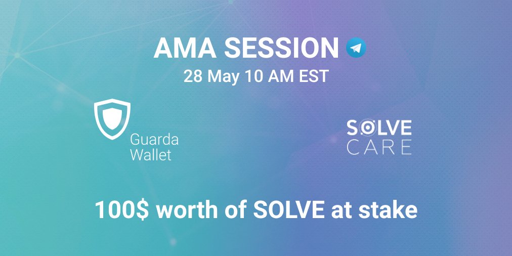 GuardaWallet's tweet photo. @GuardaWallet will hold an AMA with @Solve_Care! 5 best questions from Twitter and 5 from live TG session will share the prize $100 worth of $SOLVE!

⚡️ Follow us and @Solve_Care
⚡️ RT and tag 3 friends
⚡️ Write a question + leave your TG handle
⚡️ Join https://t.co/iYEb5FLjAn https://t.co/nUwLlFKNjQ