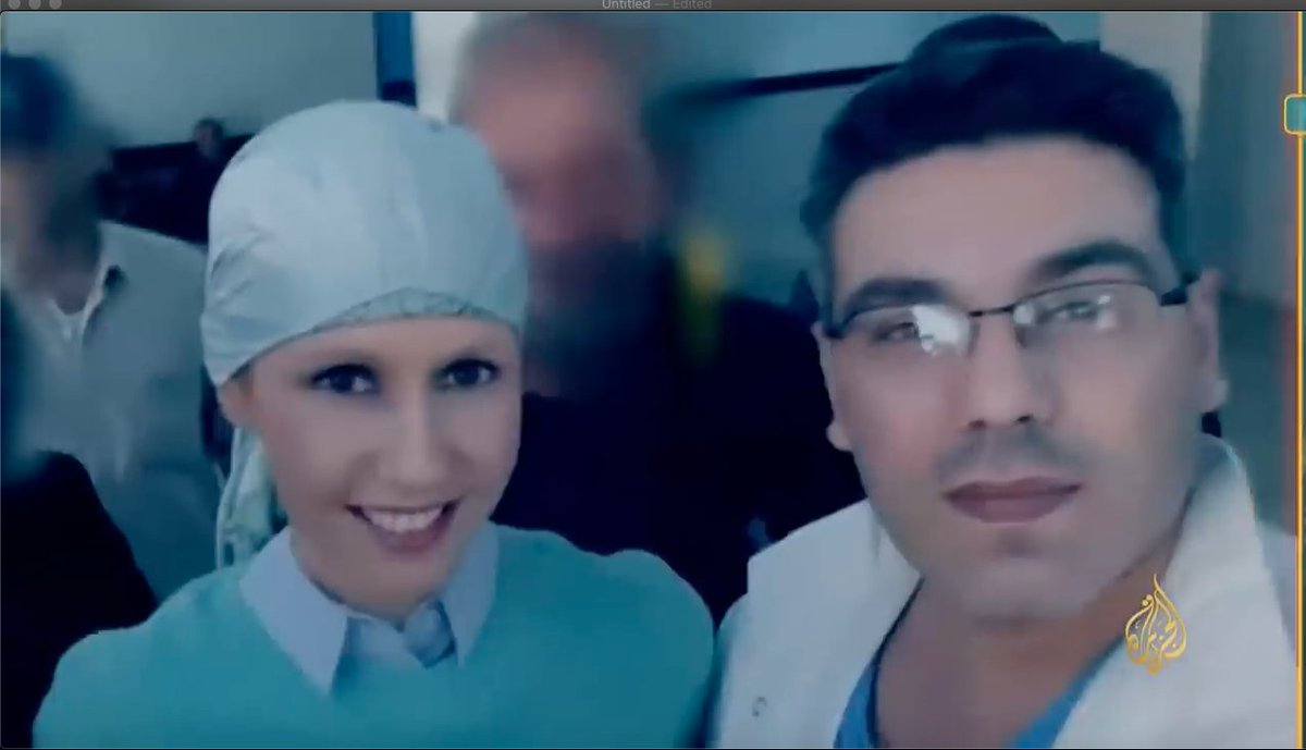 3- Asmaa took a selfie in the Mazzeh hospital with Ali Hassan, a doctor who was accused of torturing patients in the Military Hospital in Homs. A Witness recognized Hassan on social media and turned this PR campaign video into a disaster.