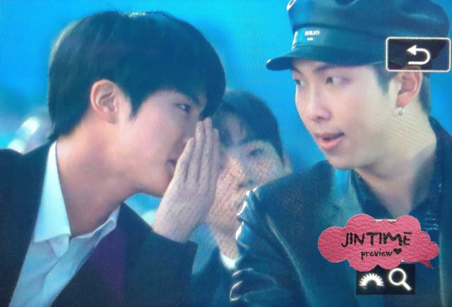 namjin whispering; a thread - but the more you scroll the closer they get