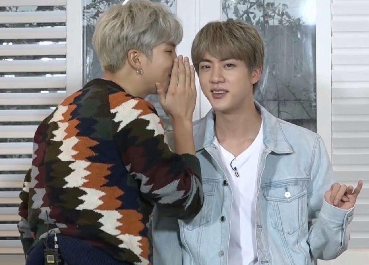 namjin whispering; a thread - but the more you scroll the closer they get