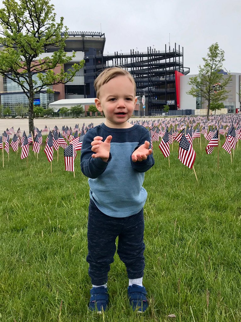 TMull70's tweet photo. @Patriots #heroesflaggarden was a much appreciated sight for our little guy this morning. W/@JMulliganOT https://t.co/Lkq90q2iRO