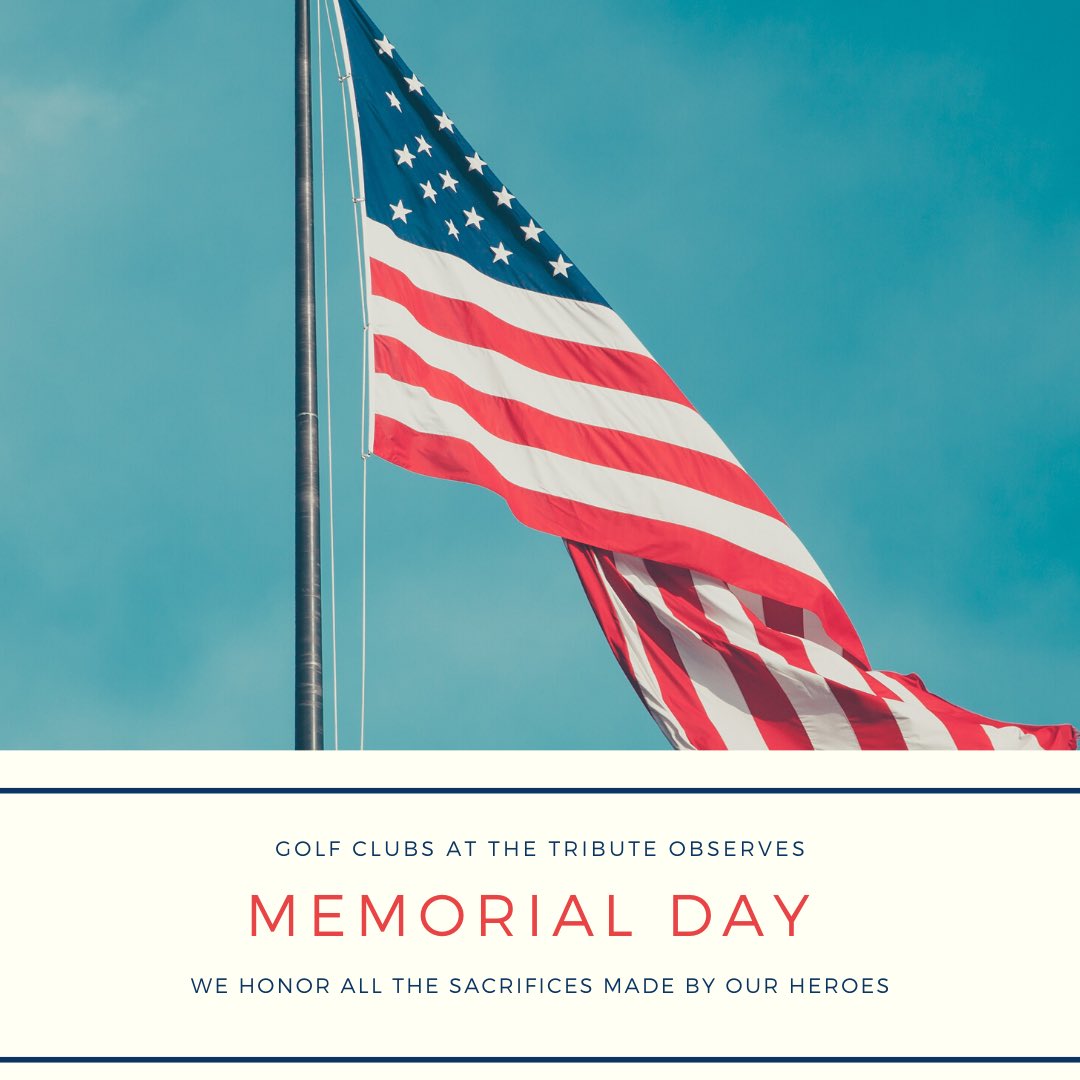 We wish you all a peaceful Memorial Day 🇺🇸 #thankyouforyourservice 

.
.
.
#memorialdayweekend  #oagc #tributegolflinks #golfclubsatthetribute