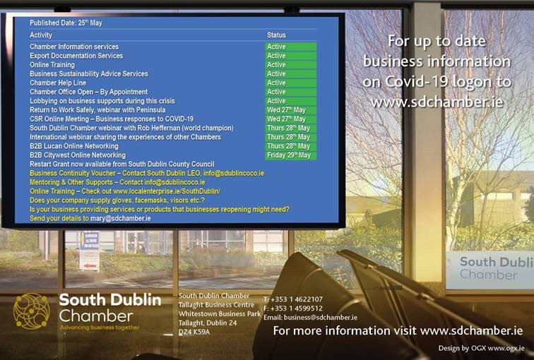 SDublinChamber's tweet photo. Updates for the coming week , information , networking training and funding the key features https://t.co/phzGIWhWR5