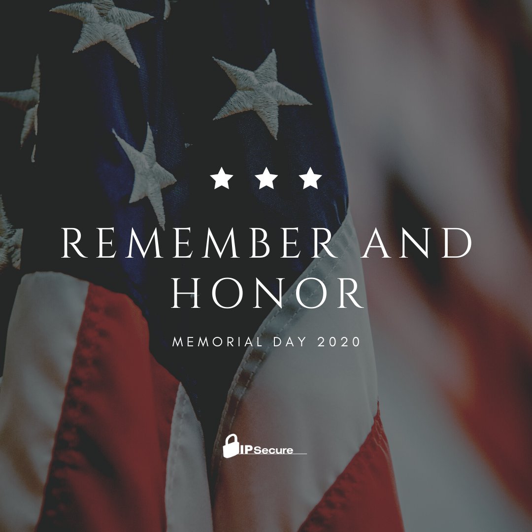 IPSecureinc's tweet photo. Today and Everyday... We salute you, we thank you.

#memorialday #memorialday2020 #thankyou #honor #remember #ipsecure https://t.co/cqNuXCO3ce