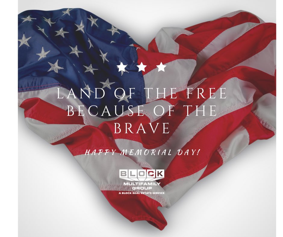 BlockMultiGroup's tweet photo. Today, we remember all those who have lost their lives for our country. Happy Memorial Day from the Team at Block Multifamily Group! #oneblockatatime #blockmultifamily #bmg #apartmentliving #apartments #livingkc #kansascity #nwarkansas #memorialday https://t.co/7VWznuinTY