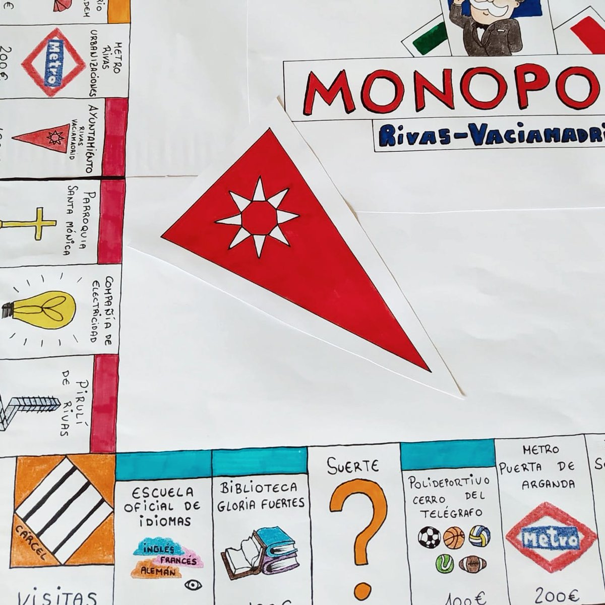 Hace unas semanas vi un tweet de alguien que hizo un Monopoly de su barrio. Y bueno, decidí coger su idea y hacer uno del mío: Rivas-Vaciamadrid.