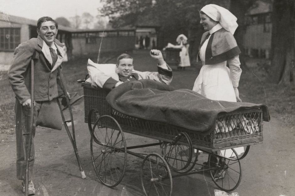 (6/16) Girls who had never seen a man in his underclothes were suddenly expected to work with the mutilated bodies of soldiers evacuated straight out of the trenches. Enid Bagnold remembered legs piled high in baskets outside the operating theater’s door.