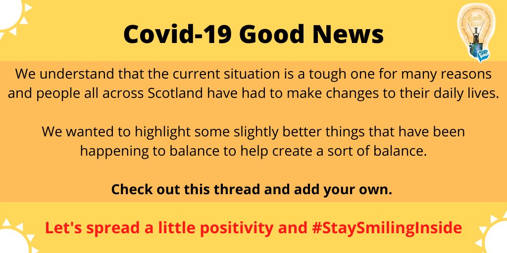 Our team has decided to share a little good news during  #CultureShock week.Have a look at the thread below and join in by sharing some of your own?  #StaySmilingInside  #Coronavirus  #GoodNewsScot