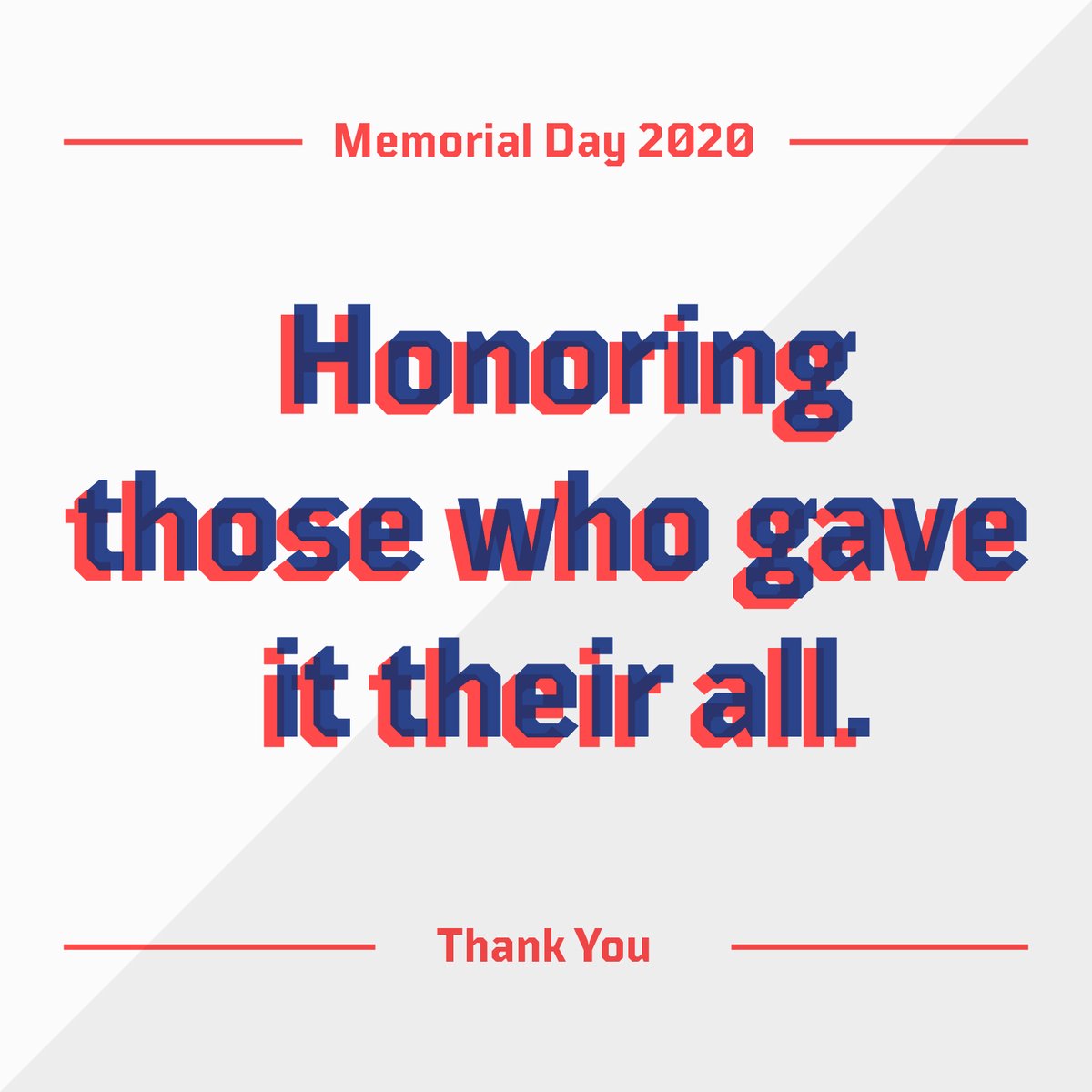 We're wishing you a safe and healthy Memorial Day 💙 ❤️
