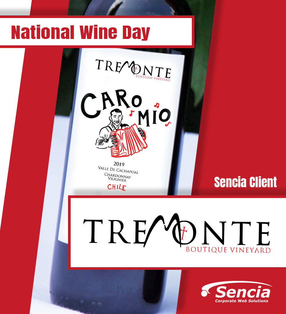 Today is National Wine Day and you can;t go out for a glass, but you can still celebrate at home! Tremonte Boutique Vineyard is one of our clients and they produce amazing wines. Look for them next time you want to try a new vino!
#nationalwineday #celebratingclients