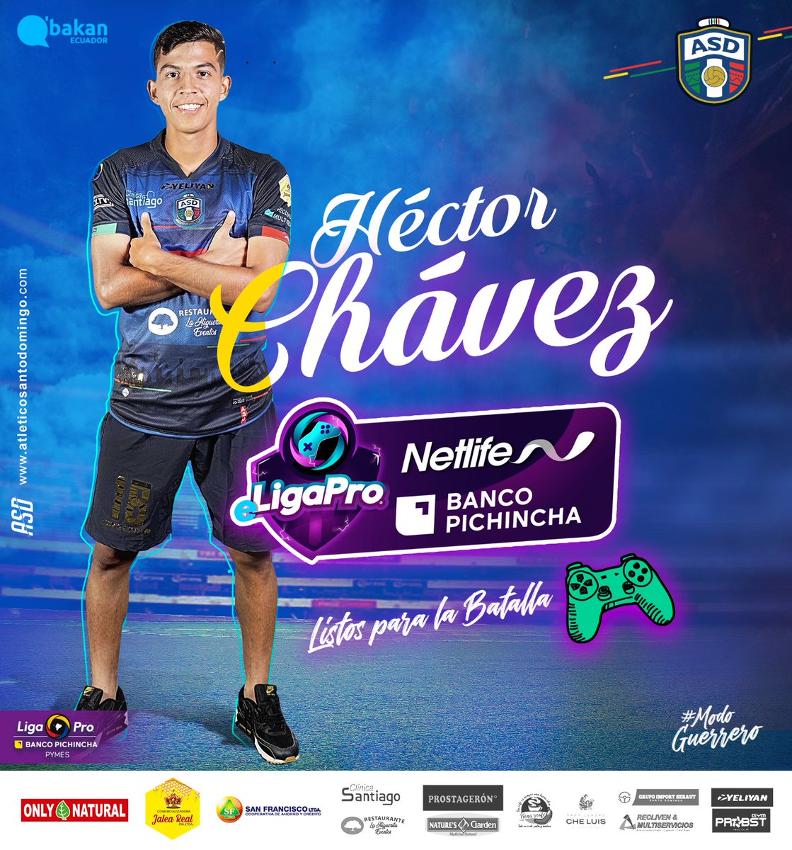 CDASantoDomingo's tweet photo. ¡ÉXITOS, CRACK 🎮!
.

#Qbakan FELICIDADES #HectorChavez 🎮🎮,  será nuestro representante en el torneo #eSports de la #Ligaproec.

#YaFaltaPoco ⚽️
#LigaProBancoPichinchaPymes
#ModoGuerrero
@CDASantoDomingo https://t.co/fjBWWo9zfX