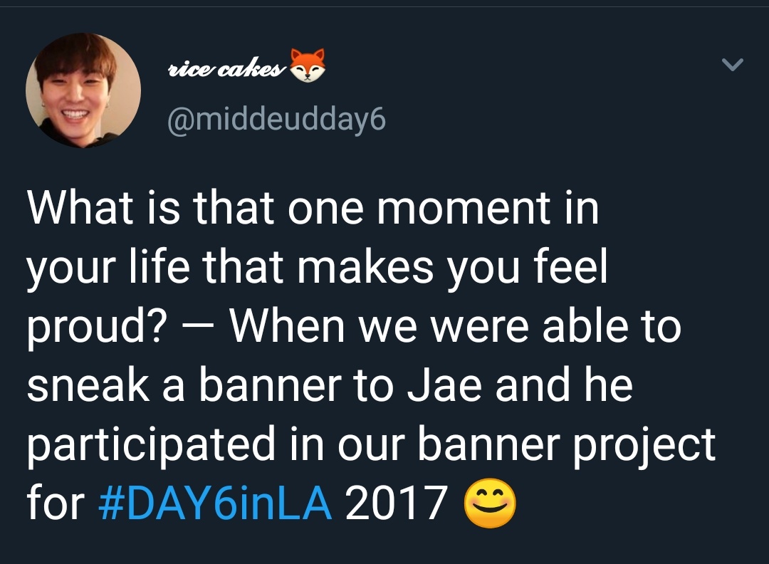 Since it's his motherlaaaaand!! He saw a fanproject will be happening and reassured fans that there's no need to be alarmed, he will do it with mydays for it to be successfully done  and LA mydays really did sneak a banner for him and participated in the said project 