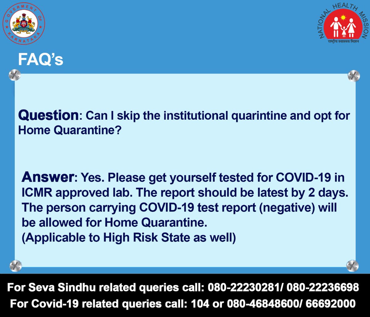 DHFWKA's tweet photo. FAQ's for inter state travellers
For more information click the link :
https://t.co/Gh1xKS6dLK
@CMofKarnataka @BSYBJP @sriramulubjp  @KarnatakaVarthe @PIBBengaluru @BlrCityPolice @blrcitytraffic @NammaBESCOM @BMTC_BENGALURU @publictvnews @suvarnanewstv @tv9kannada https://t.co/aoTSFbfRRz