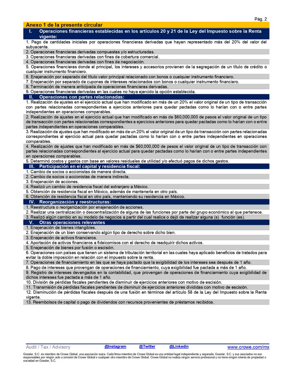 CroweFiscalMx's tweet photo. Consulta nuestra #CircularFiscal respecto a la presentación de la declaración informativa de operaciones relevantes #WeAreCrowe #CroweMéxico https://t.co/NzZdMGQD7l