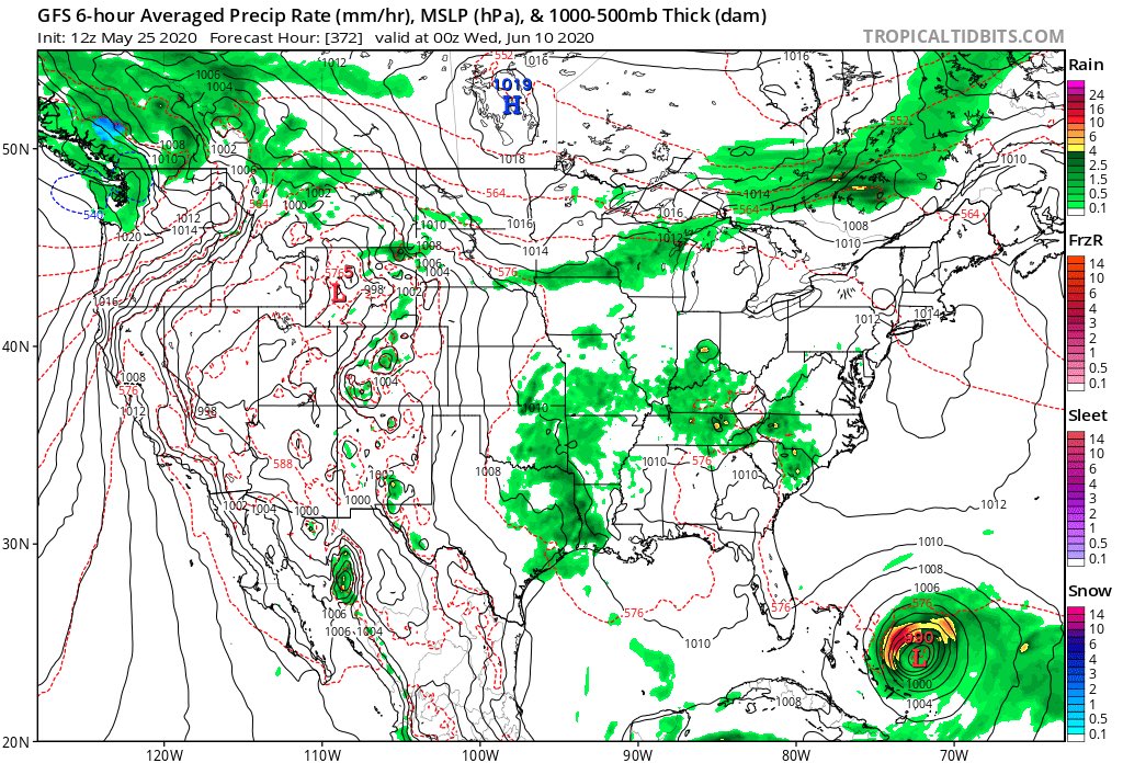 Wx_Goddess's tweet photo. Hello 👀👀 what are you up to you “little” #tropical system? Waaaay too far off for me to worry about that yet, but thanks for the entertainment GFS. #hurricane #wx #wxmodels https://t.co/kjWuukGB4A