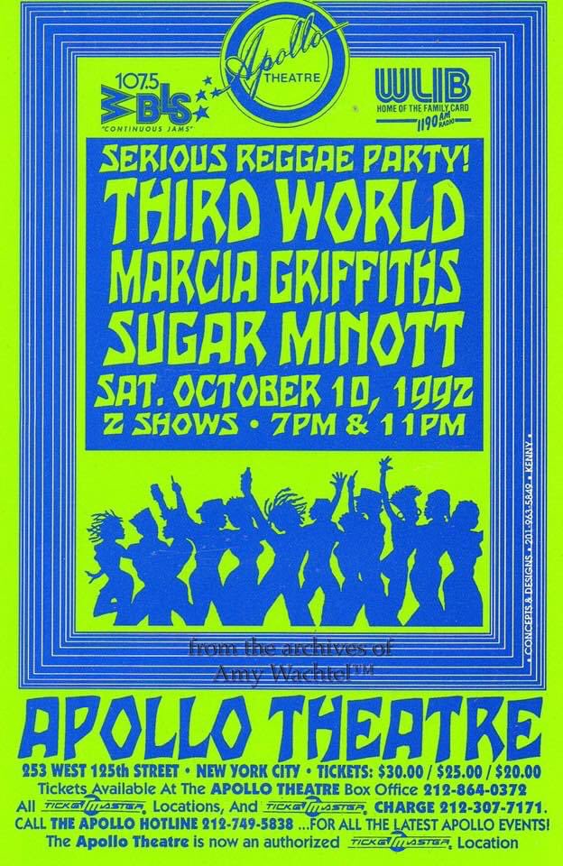 NightNurse1Love's tweet image. Serious Reggae Party! Remembering Sugar Minott on his May 25th Birthday 🎶 #SeriousReggaeParty @ThirdWorldBand @RealMarciaG  @ApolloTheater @WBLS1075FM #SugarMinott #TheApollo #Birthday #Legend #legendary #Reggae #WLIB #ThirdWorld #Marcia