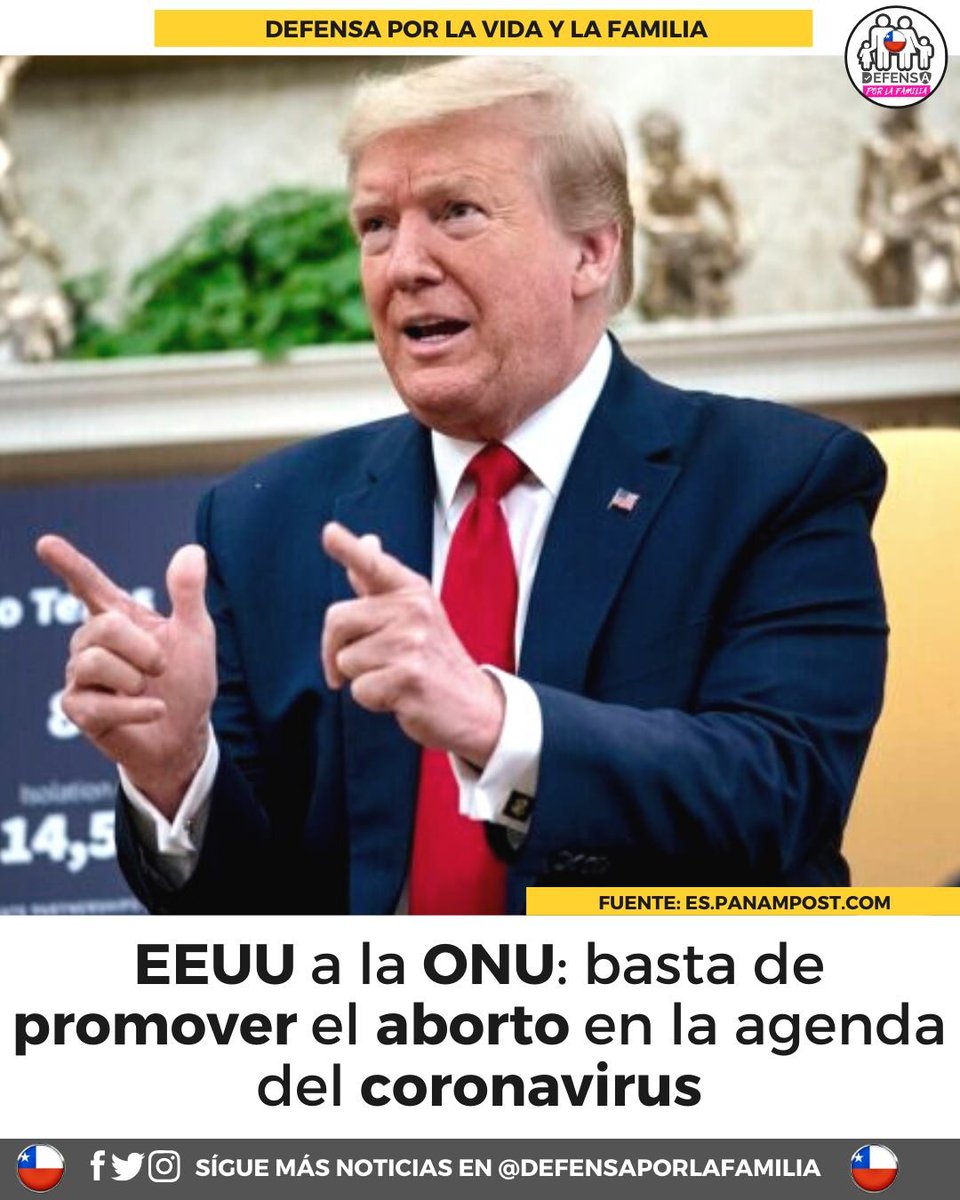 #DefensaPorLaFamilia EE. UU. está enfrentado a la agenda globalista de la ONU abiertamente desde el 18 de mayo. Con menor repercusión mediática que la carta enviada por Donald Trump, donde amenazó con retirarse de la Organización Mundial de la Salud y… instagram.com/p/CAnpuC2HPfJ/
