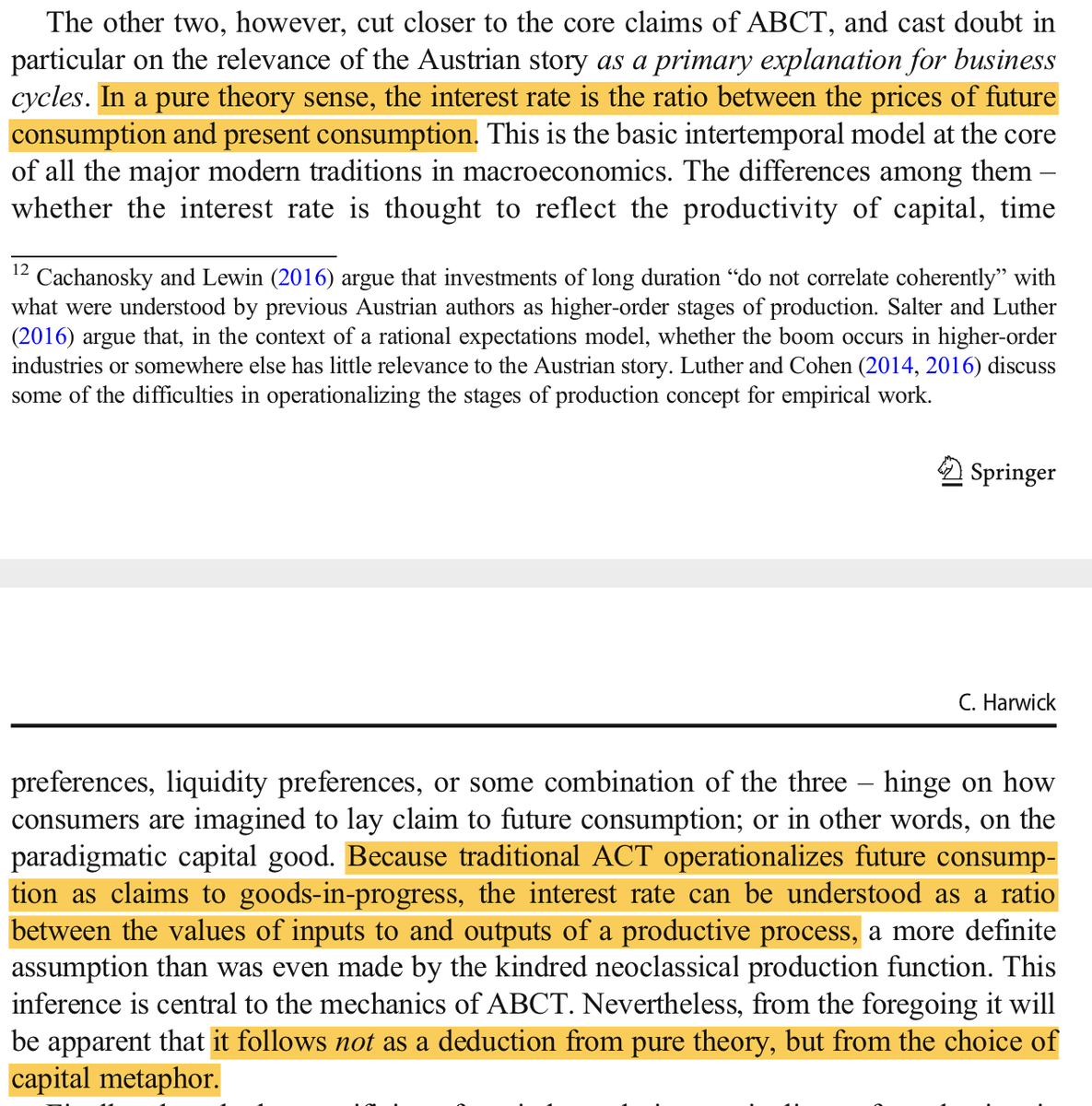 More fundamentally though, ABCT and traditional ACT make a big illegitimate leap:—from "The interest rate is the relative price of future vs present consumption" (yep)—to "The interest rate is the relative price of outputs to inputs" (only in a model with no durable capital)