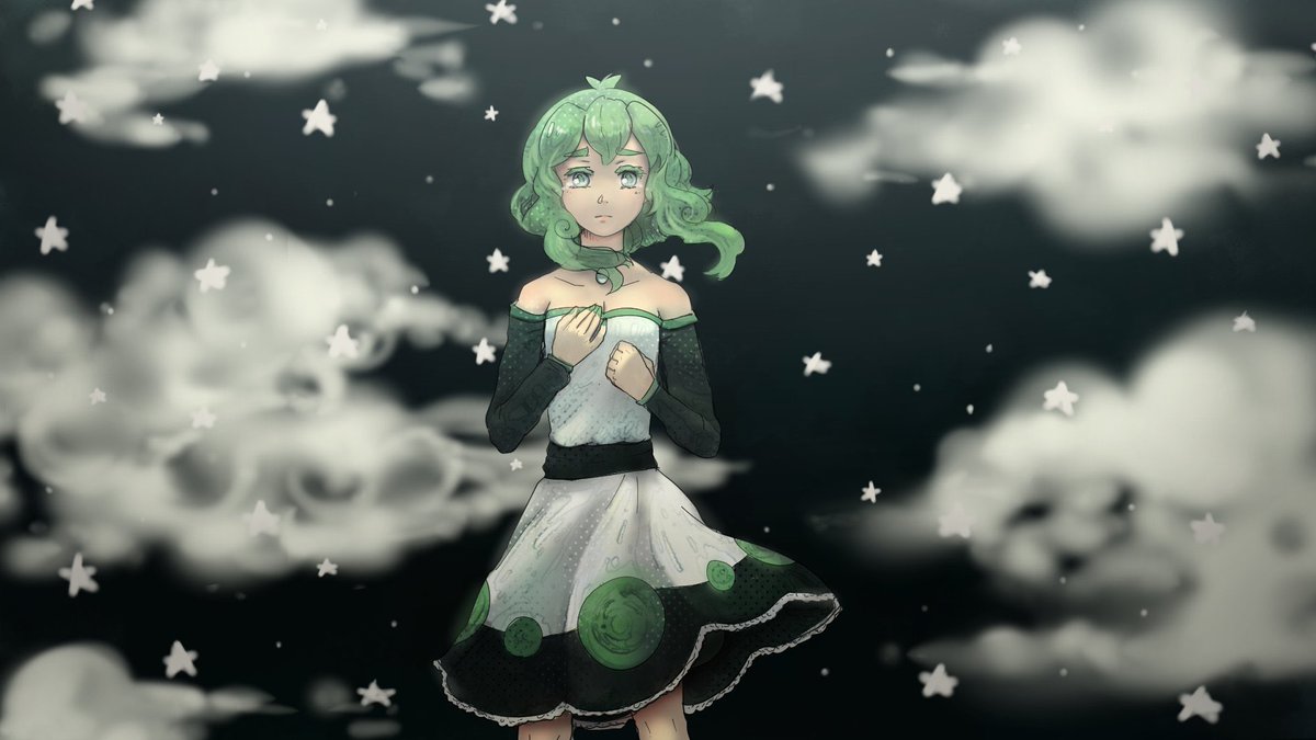 gumi megpoid both of these art pieces are by ekkoberry in KIRA’s music videos!!gumi is my favourite vocaloid, i love her voice very much and she’s more a comfort character because i listen to her when i’m sad 