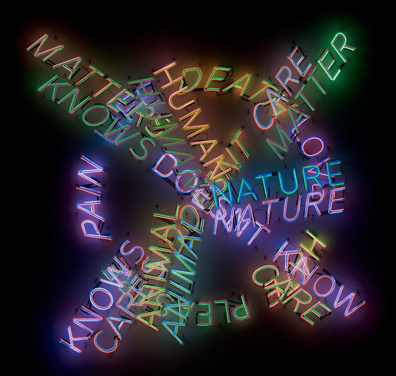  #SEUNGRIBruce Nauman’s “Life Death+Love Hate+100 Live & Die”- Ranges of emotions & phrases flicker colors. Dichotomies. A depressing turn of events, but in a way, reality. Not invented,simply put as art. Is there more to life than this?Read more: https://bombmagazine.org/articles/the-spirit-and-the-damage-done-on-bruce-naumans-100-live-and-die/