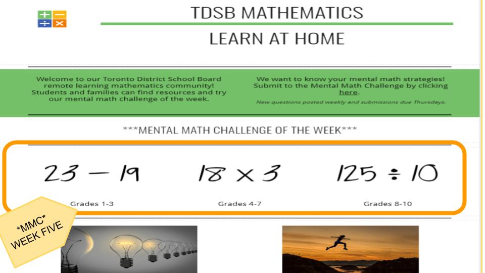 TDSBmath's tweet photo. @tdsb families! New Mental Math Challenge Questions and highlights!! https://t.co/aPzP8pg8O7 
@welcome_tdsb @TDSB_CS @tdsbTR @Wendy_Terro @marcsmath #TDSBRemoteMath #tdsbRL https://t.co/EmJ1fHCbIj
