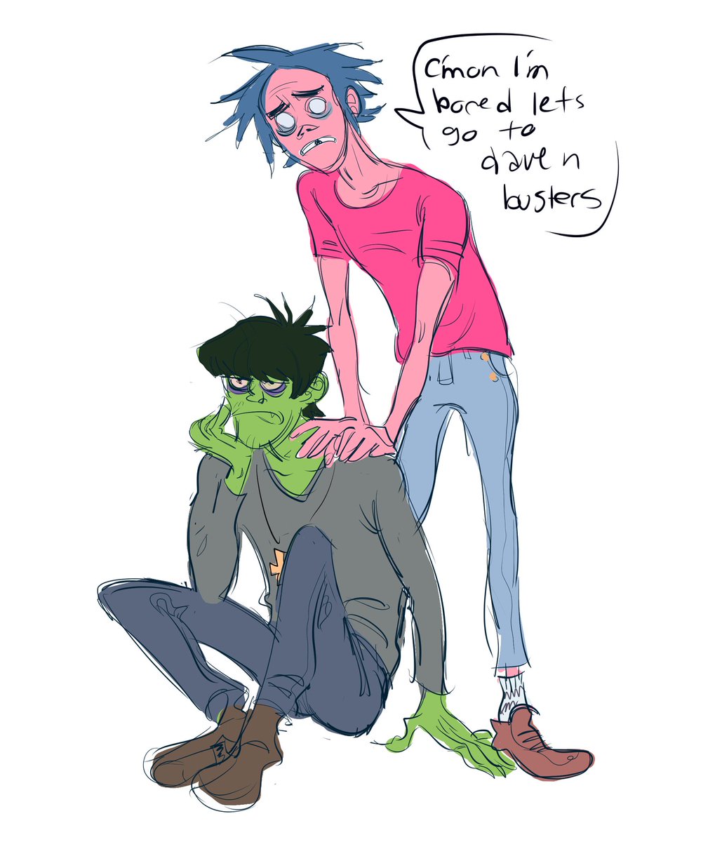 recovering from art block sorry for lack of content heres a doodle to tide u over ( gorillaz ) 