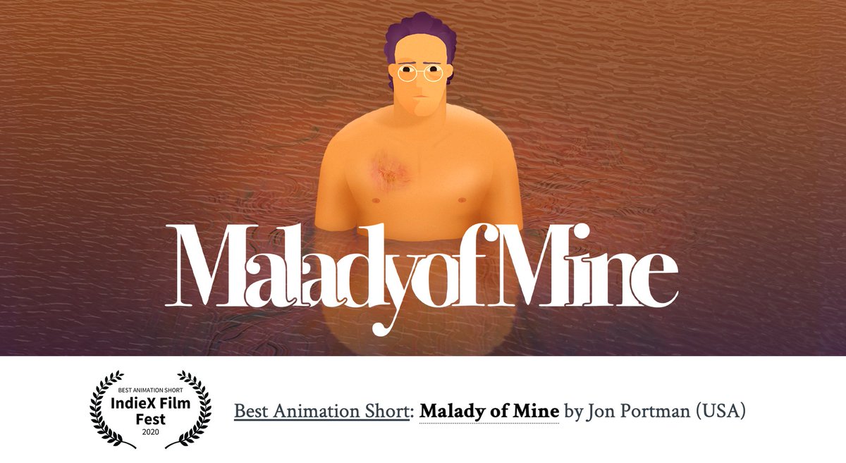 jon_portman's tweet image. 'Malady of Mine' just won Best Animation Short @IndieXFest ! Thank you for the recognition and to the talented team who brought this to life! @dewmanna @dubko @DevinRenca @CraftCaveSound + many more not on twitter