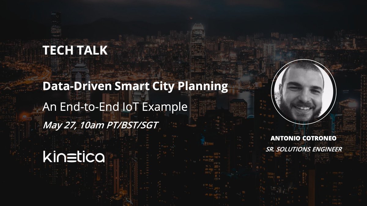 KineticaHQ's tweet image. Don&apos;t miss this week&apos;s demo-driven Tech Talk on Wednesday at 10am SGT/BST/PDT - we&apos;ll dive deep into an #ActiveAnalytics application for the smart city with an emphasis on streaming and graph analytics! Register today go.kinetica.com/data-driven-pl… #ActiveAnalytics