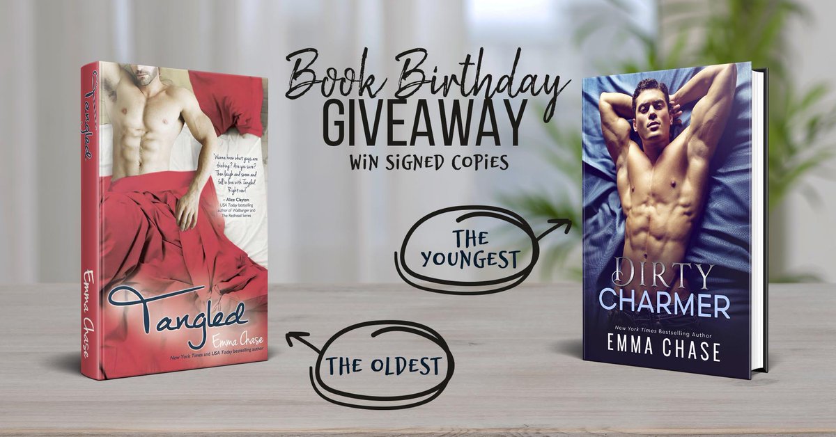 EmmaChse's tweet photo. Last week was the 7th anniversary of Tangled's first release AND Dirty Charmer's release week! To celebrate, I'm giving away a SIGNED copy of my "oldest" &amp; "youngest" to one winner!
To enter: Subscribe to my newsletter
https://t.co/pBp3xUhG6I
- reply "Done!" to this tweet https://t.co/VEXwcJlQFS