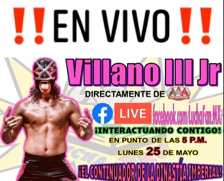 LuchaFan_'s tweet photo. ¡No sé lo pueden perder! 

@Villano3Jr en #LuchaFan 

#MarieGroot 🌱 https://t.co/A6FRMoarAL