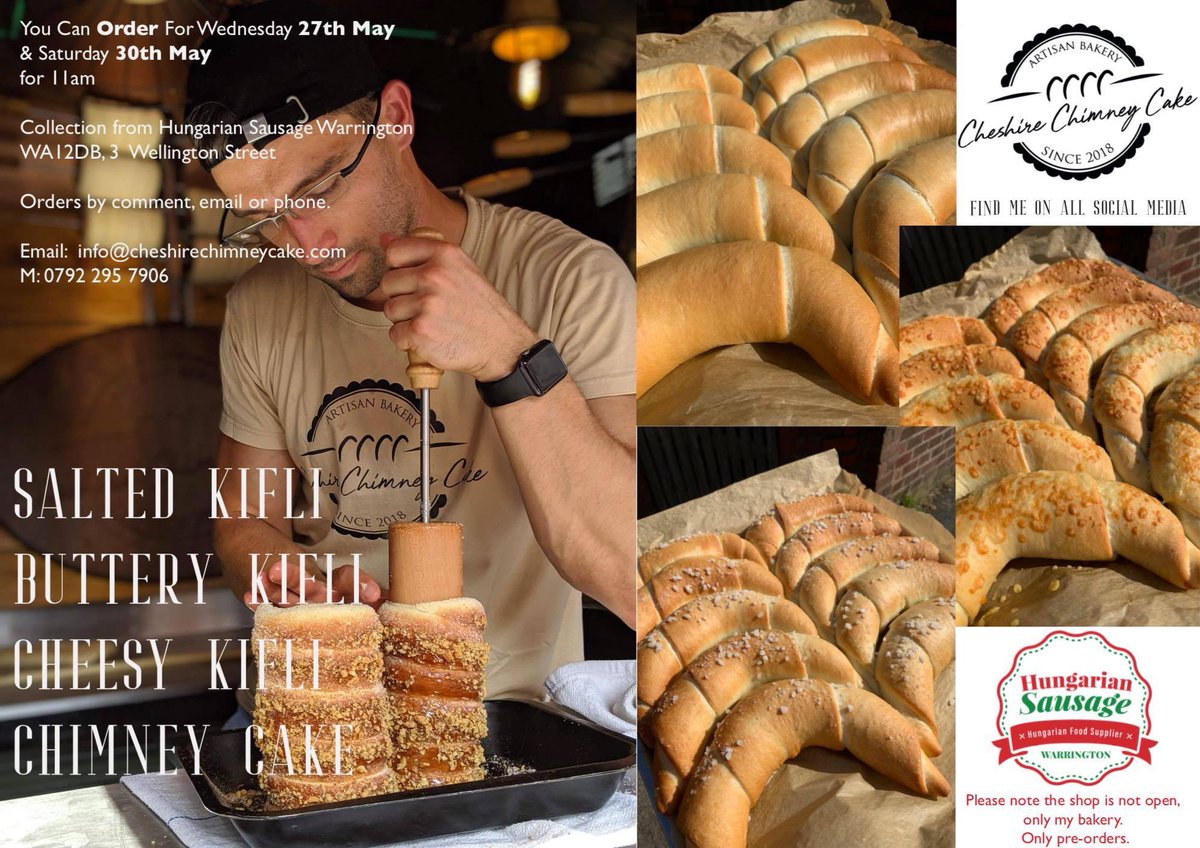c_chimneycake's tweet photo. This week im only open for collection on Wednesday &amp; Saturday 11-12! Fresh buttery bread, cheesy bread salted bread &amp;Chimney Cake orders are welcome! Full article on my instagram &amp; Facebook: https://t.co/j2mdg6hCmH… #bread #baker #bakery #news #cake #chimneycake #COVID19 https://t.co/X5MZAigkpz