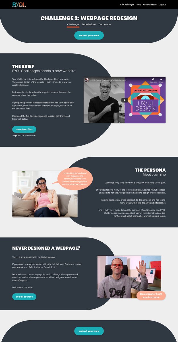 KatieGoesUX's tweet photo. Loved reworking my BYOL Challenges submission this past week. Starting from the beginning and working through it through a #UX framework helped quite a bit! #beginnerUX @danlovesadobe https://t.co/DT566fUMtS