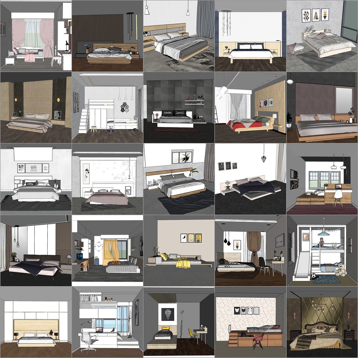 3dnikmodels.com / 25 Bedroom 3d models #sketchup @SketchUpSpain @easysketchup #bedroom #interiordesign #bedroomdesign