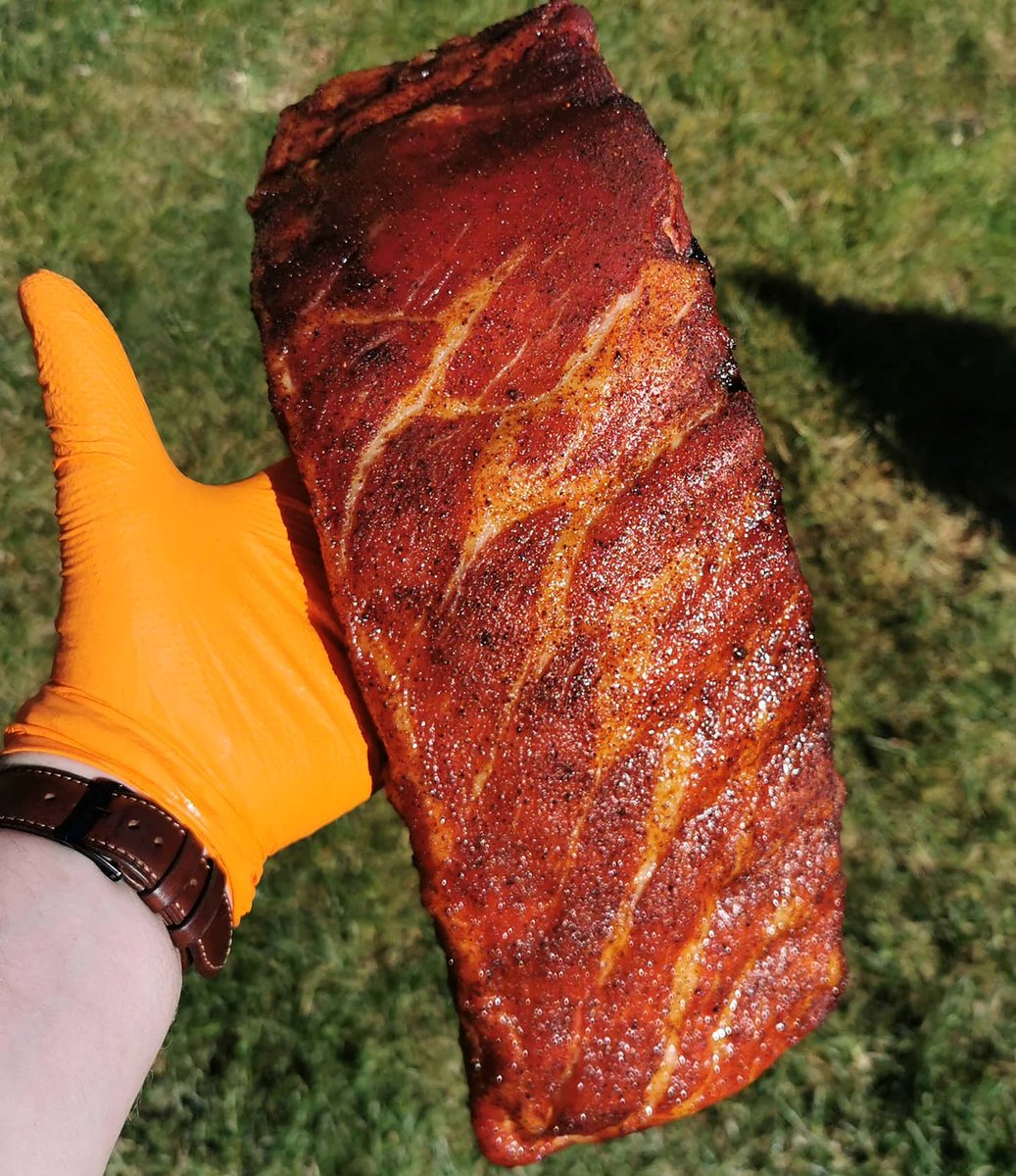 Some ribs before the wrap. I'm still using foil the usual suspects butter, sugar, apple juicy and some rib candy pepper jelly on the bone side.