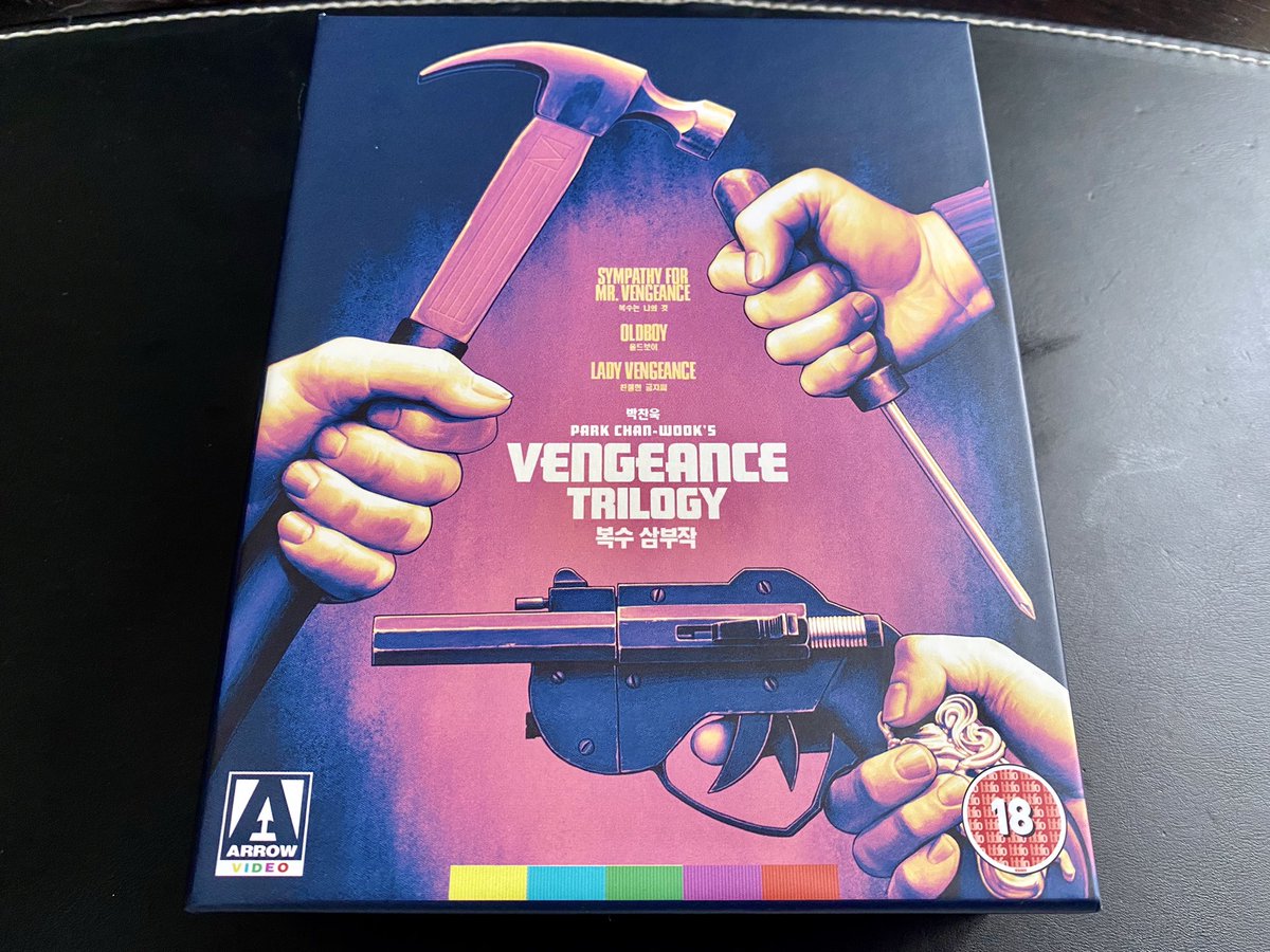dpgcrimethink's tweet photo. Love a good @ArrowFilmsVideo release. Nice pressie of Mrs Crisp. Park Chan-Wook’s amazing Vengeance Trilogy. Highly recommended #sympathyformrvengeance #oldboy #ladyvengeance #arrowvideo #arrowvideocollection https://t.co/w5UYkM2qz6