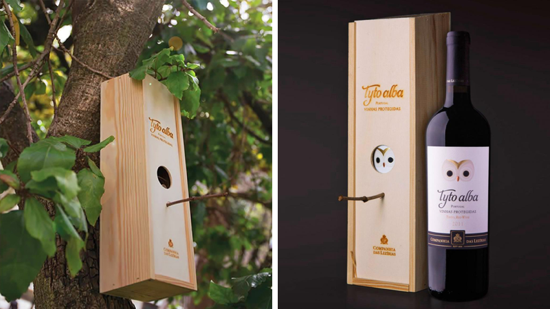 Tyto Alba, una hermosa propuesta de un vino tinto de Portugal, en la cual te llevas una casita de pájaros para ponerla en tu jardín. 
Una manera ingeniosa de ofrecer apoyo para el hábitat de las aves!
buff.ly/2LE0g6b