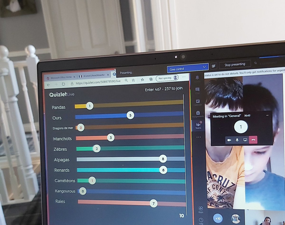 Tranby_school's tweet photo. Year 7 French class did a really good job with Quizlet Live last Thursday. The leaderboard keeps track in real time and gives pupils animal names, in French of course! 🇫🇷 @HCS_MFL
#HCSremotelearning https://t.co/WVoVFxxuBg