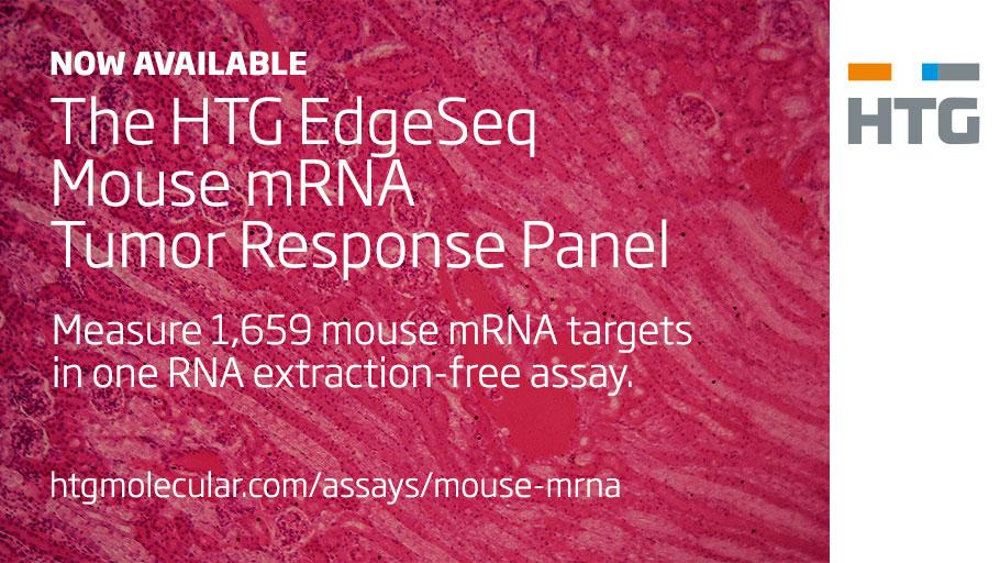 HTGMolecular's tweet photo. The #HTGEdgeSeq Mouse mRNA Tumor Response Panel obtains a broad profile of genes associated with #oncology, #immunity, and #inflammation implicated in preclinical mouse models of human disease. Learn more at https://t.co/Ytlxu0PmOs #HTGMolecular #AdvancingPrecisionMedicine https://t.co/FN1dA6OhN2