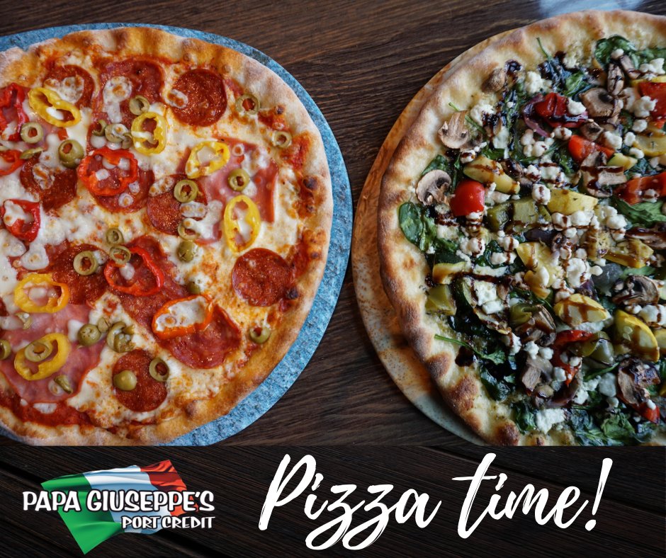 It's pizza time.  Check out your favourites and our full menu at papagiuseppes.com, and when you are ready to order, give us a call at (905) 990-5009. Also available for delivery at Skip the Dishes and Uber Eats.  Thanks for your support!