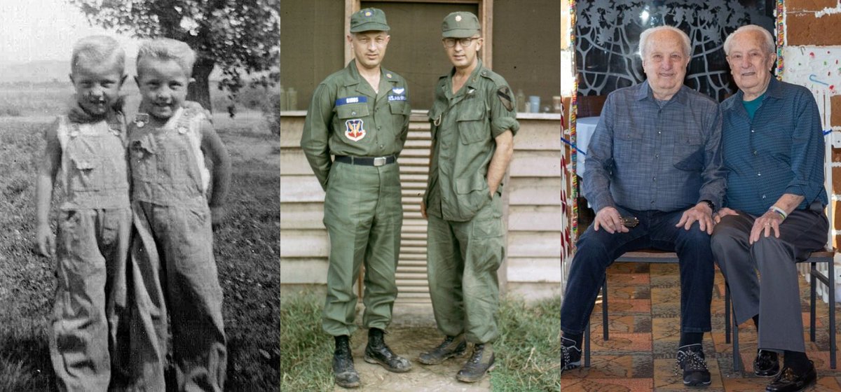 Teddy_Mill_Dog's tweet photo. Identical Twin US Military Veterans Will Turn 90!  LTC Robert Gibbs, Army, Korea &amp; Vietnam War.  Huey gunship helicopter pilot, Colorado Springs.  COL Richard Gibbs, Air Force, Korea &amp; Vietnam War.  F-4 Phantom pilot, Tucson. For info contact M. Burchfield - mlburchfield@aol.com https://t.co/GaRy8P3aNu