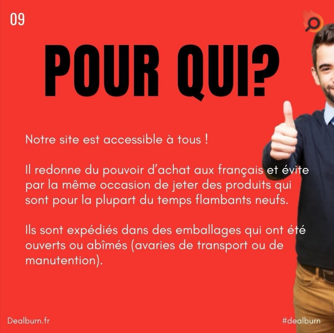 BurnDealHunter's tweet photo. Dealburn, Est-ce fait pour toi ?

-Économiser de l'argent
-Profiter de bons plans exclusifs
-Réduire le gaspillage massif des industriels
-Payer les articles à leurs vrais valeurs

Rejoins nous et viens faire d'excellentes affaires sur https://t.co/LwscX8XeCJ
#reconditionné https://t.co/vEWDUfHb73